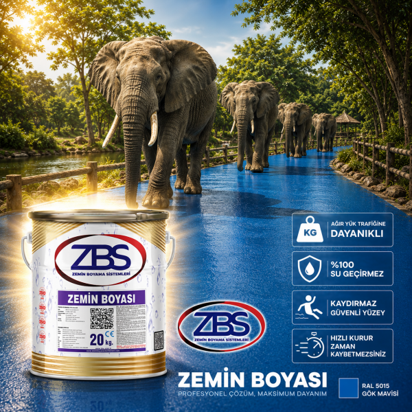 ZBS ZEMİN BOYASI - (Türkiye'nin en çok tercih edilen, ilk zemin boyası) RAL 3020 Bayrak kırmızı - 10 Kg.