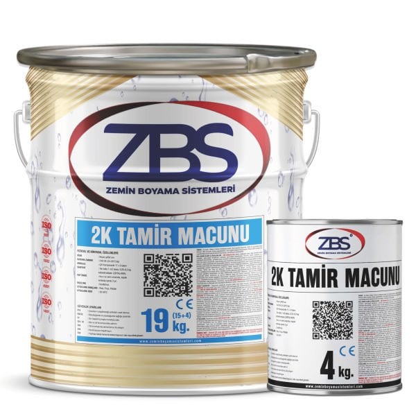 ZBS 2K ZEMİN TAMİR MACUNU - (Ağır yük trafiğine dayanıklı, hızlı kuruyan, zemin tamir ve dolgu macunu)
