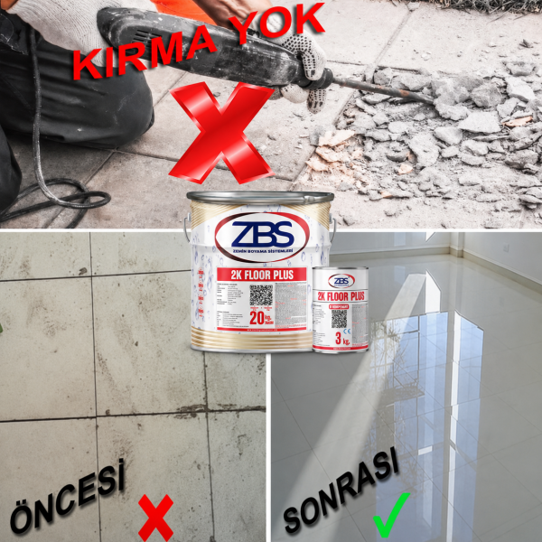 ZBS 2K FLOOR PLUS - Sıvı seramik (kapalı alan seramik üstü zemin boyası) RAL 9002 Açık gri (ilk 4'de 4.) - 10 Kg.