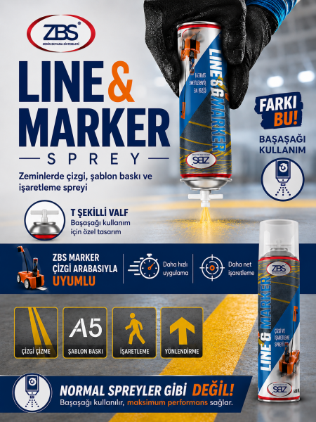 ZBS LİNE & MARKER 600 ML  (Ters kafa, zemin çizgi ve işaretleme spreyi)