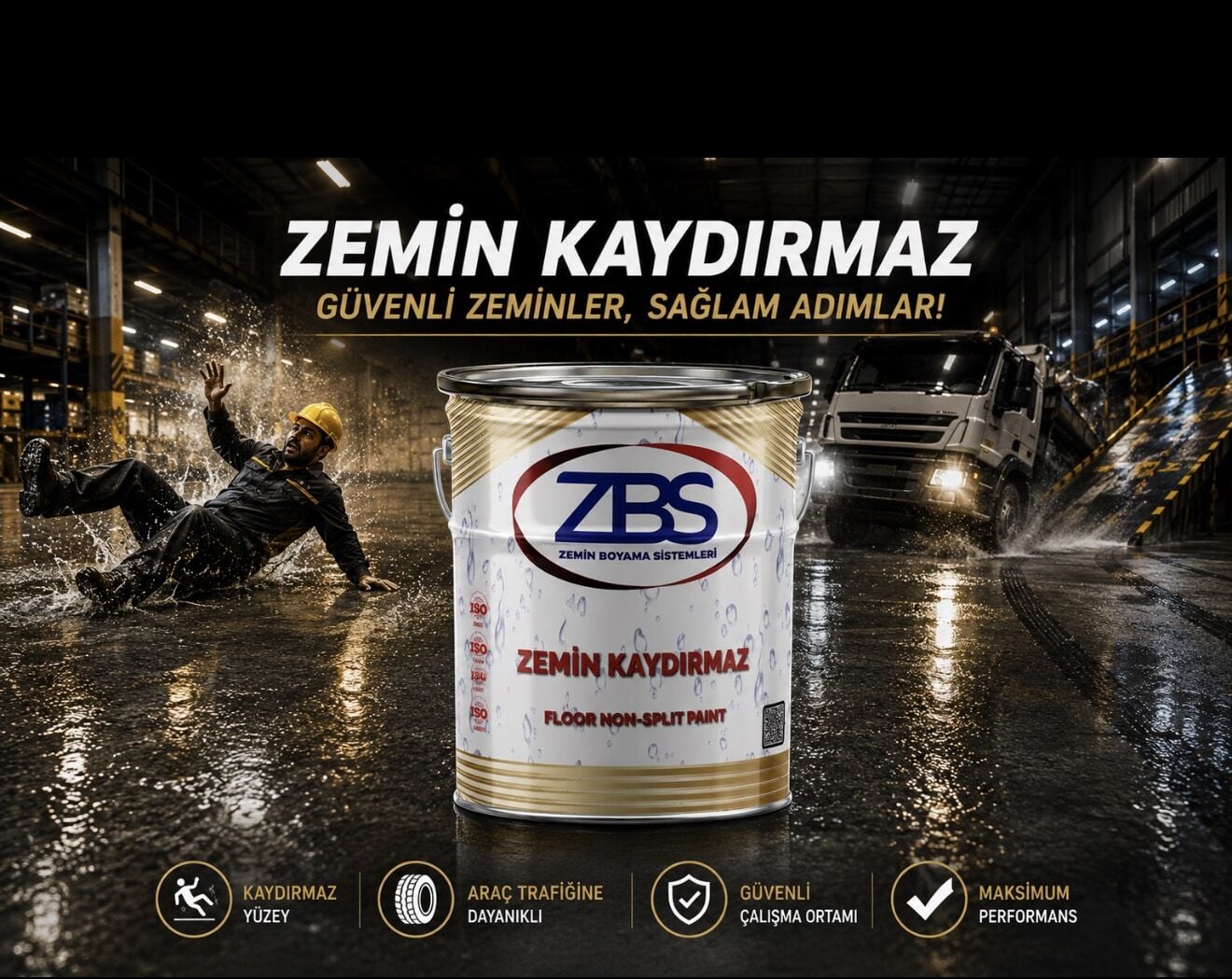 ZBS ZEMİN KAYDIRMAZ BOYASI (Araç ve yayalar için kaymazlık sağlayan boya)