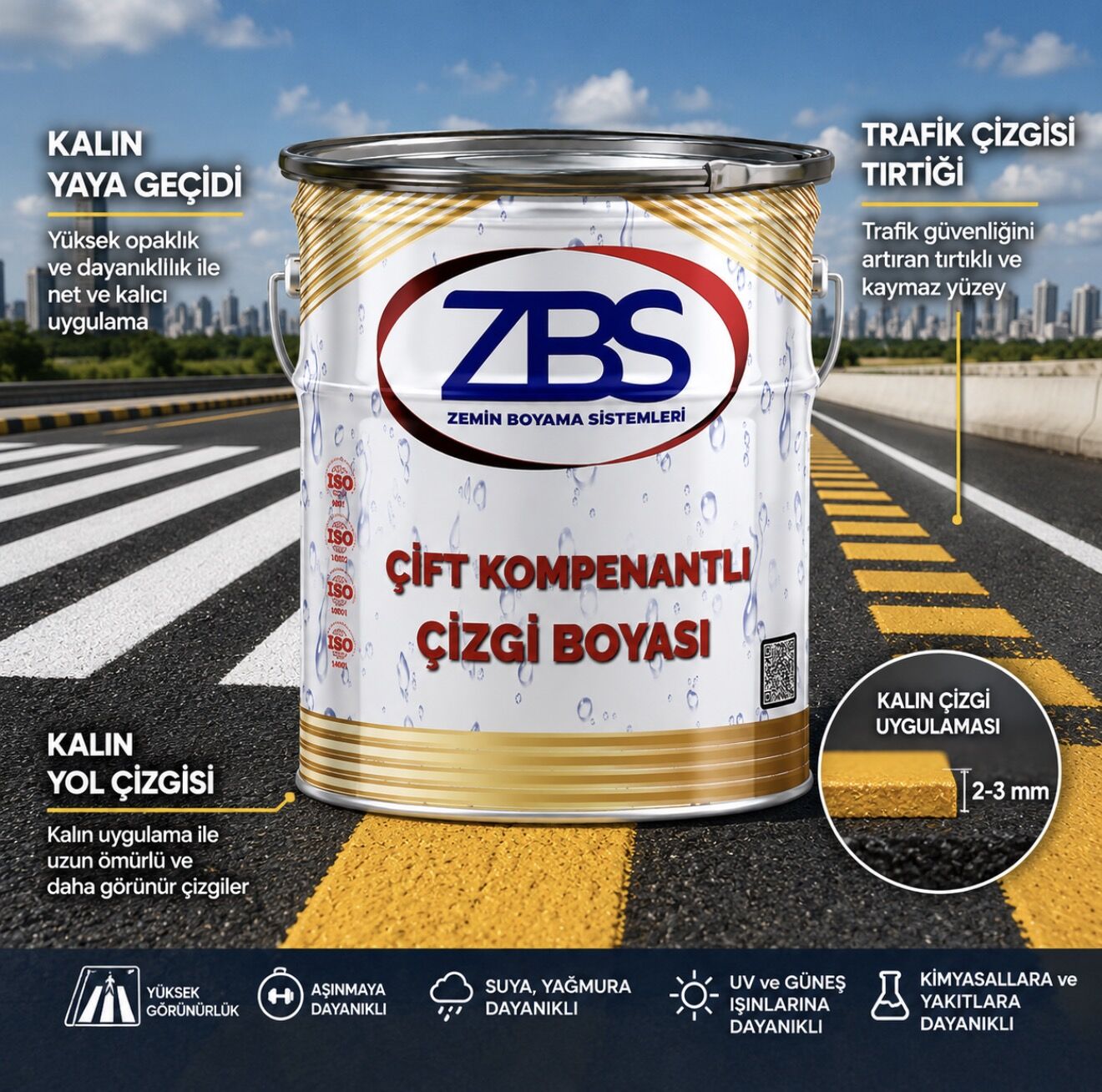 ZBS ÇİFT KOMPENANTLI ÇİZGİ BOYASI (Kalın çizgi ve hiç çıkmayan boya)