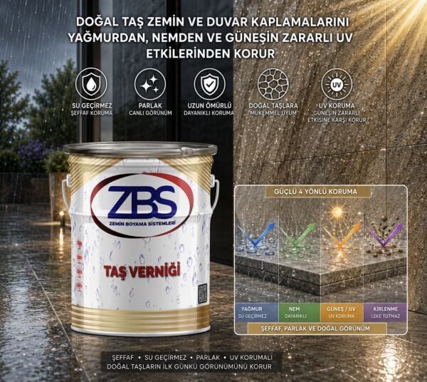 ZBS TAŞ VERNİĞİ (Dış cephelerin, doğal görünümünü kapatmayan, koruyucu ve şeffaf vernik.)