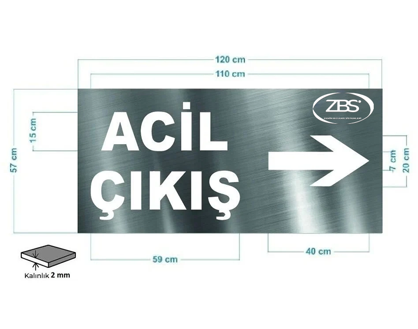 ZBS ACİL ÇIKIŞ TRAFİK ŞABLONU (2mm Alüminyum CNC lazer kesim)