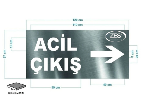 ZBS ACİL ÇIKIŞ TRAFİK ŞABLONU (2mm Alüminyum CNC lazer kesim)