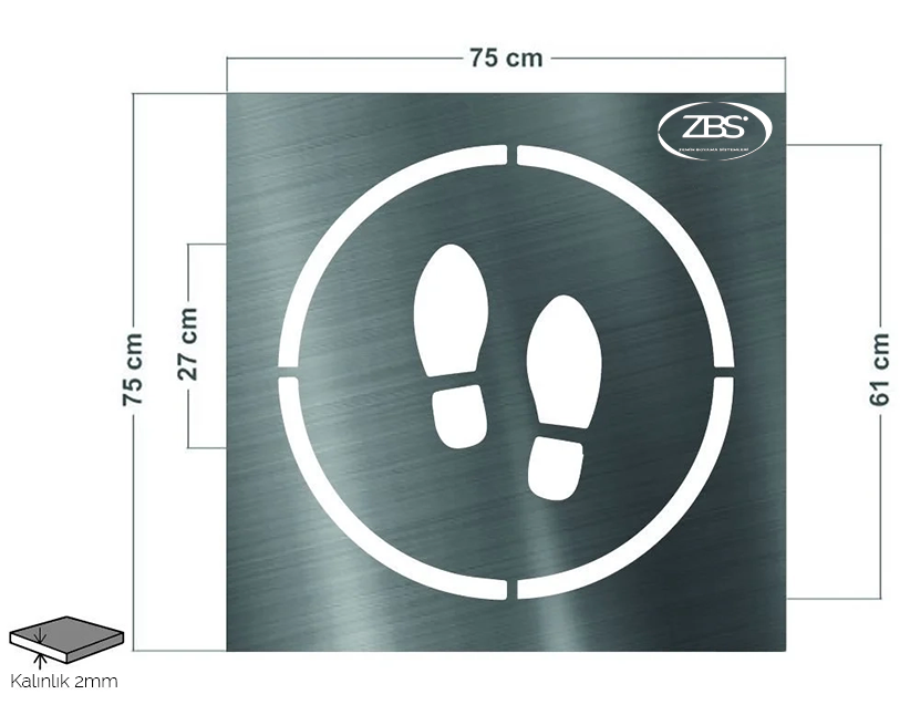 ZBS ADIM FİGÜRÜ YAYA YOLU ŞABLONU (2mm Alüminyum CNC lazer kesim)