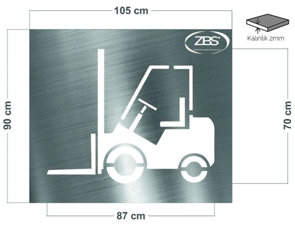 ZBS FORKLİFT YOLU ŞABLONU(2mm Alüminyum CNC lazer kesim)