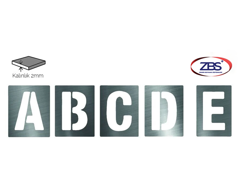 ZBS HARF-RAKAM ŞABLONU (2mm Alüminyum CNC lazer kesim)