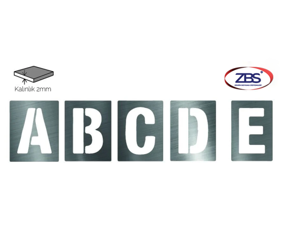 ZBS HARF-RAKAM ŞABLONU (2mm Alüminyum CNC lazer kesim)