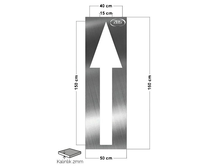 ZBS YÖNLENDİRME OKU ŞABLONU (DÜZ) -(2mm Alüminyum CNC lazer kesim)
