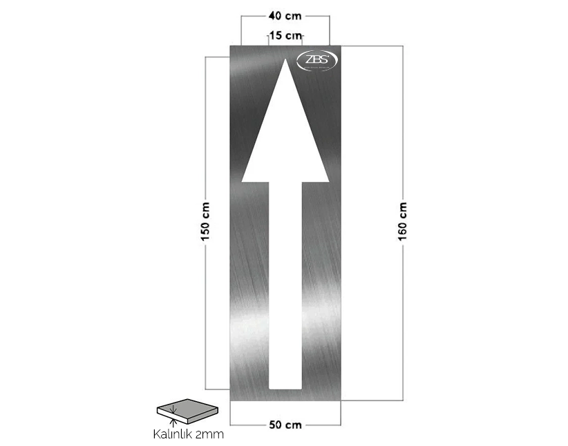 ZBS YÖNLENDİRME OKU ŞABLONU (DÜZ) -(2mm Alüminyum CNC lazer kesim)