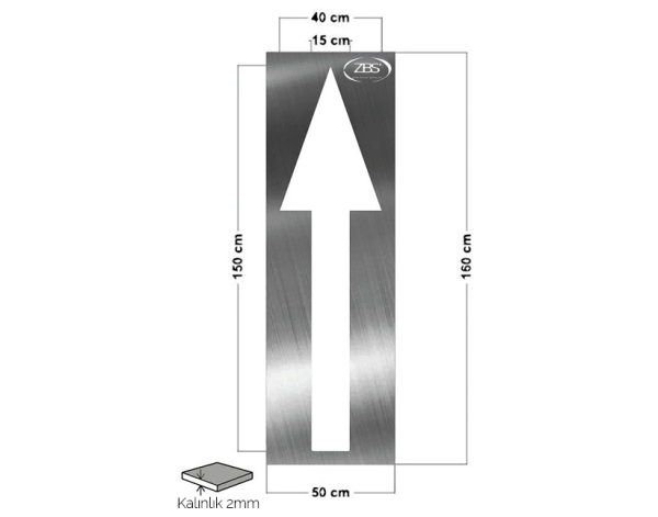 ZBS YÖNLENDİRME OKU ŞABLONU (DÜZ) -(2mm Alüminyum CNC lazer kesim)