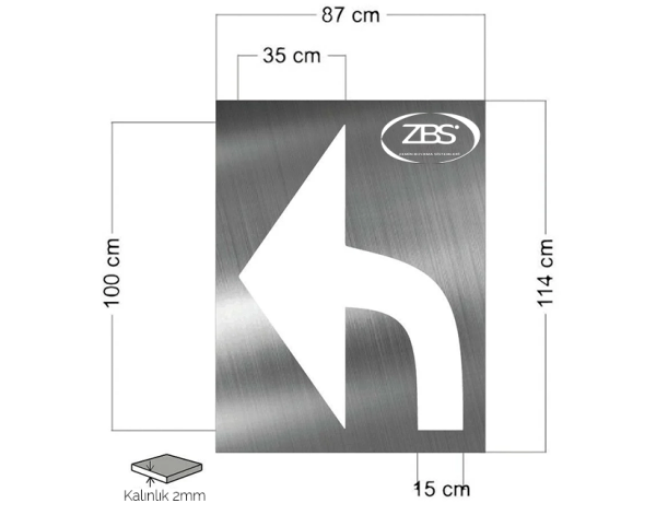 ZBS YÖNLENDİRME OKU ŞABLONU (SAĞ-SOL) -(2mm Alüminyum CNC lazer kesim)