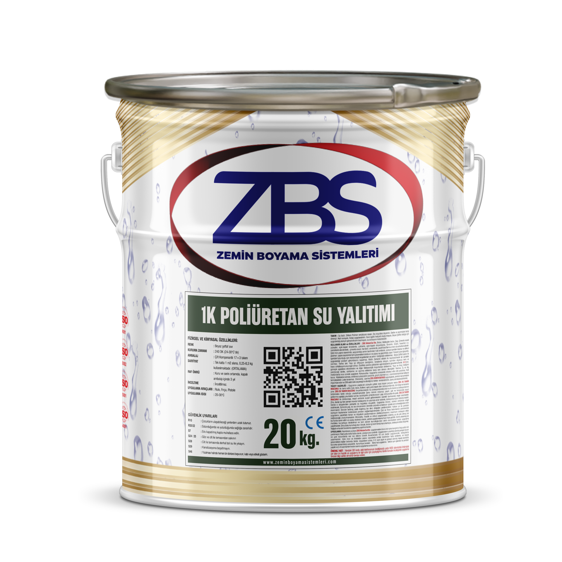 ZBS 1K Poliüretan su yalıtımı 20kg. (Nem üzerine uygulanabilen su yalıtım malz.)