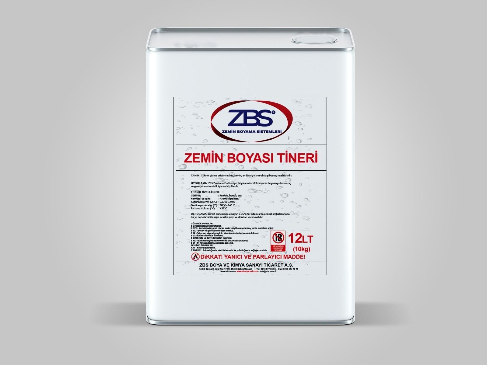 ZBS ZEMİN BOYASI TİNERİ