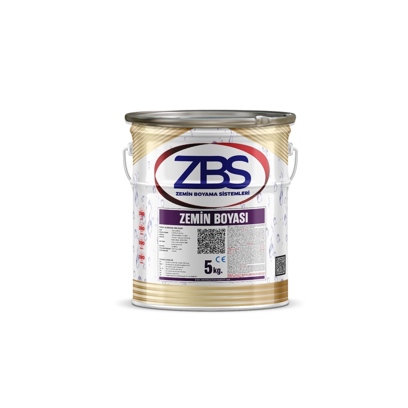 ZBS ZEMİN BOYASI - (TÜRKİYE'nin EN ÇOK TERCİH EDİLEN ZEMİN BOYASI) BEYAZ - 5 Kg.