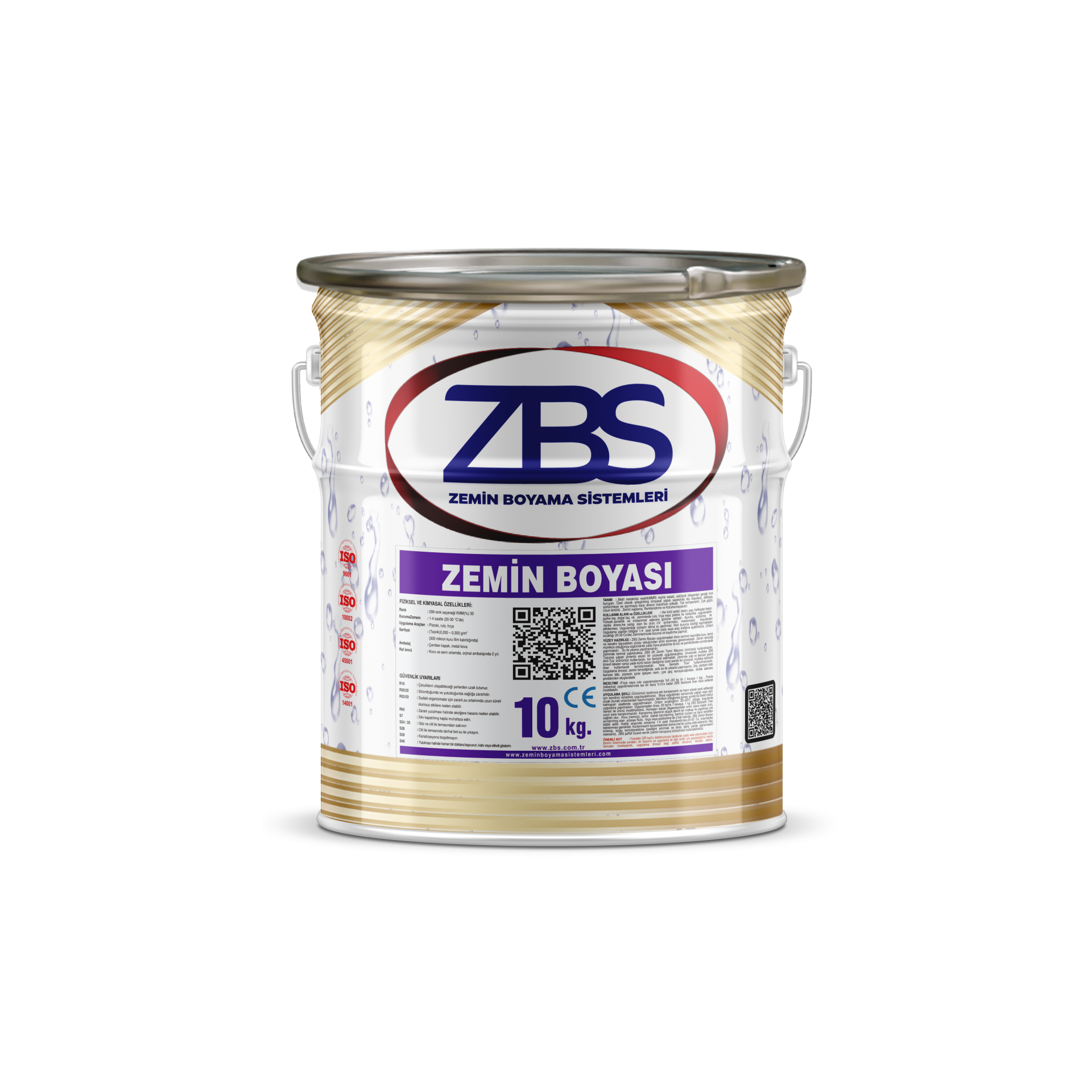 ZBS ZEMİN BOYASI - (TÜRKİYE'nin EN ÇOK TERCİH EDİLEN ZEMİN BOYASI) BEYAZ - 10 Kg.
