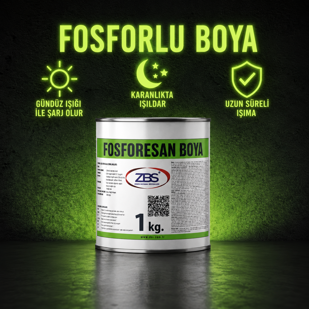 ZBS FOSFORESAN BOYA - (FOSFORLU BOYA - karanlıkta ışık veren boya)