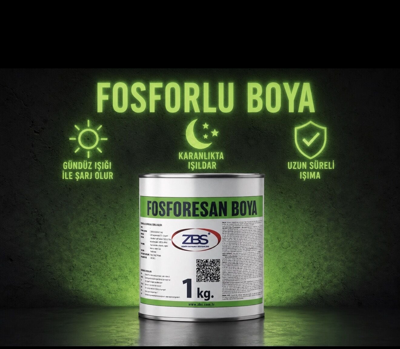 ZBS FOSFORESAN BOYA - (FOSFORLU BOYA - karanlıkta ışık veren boya)