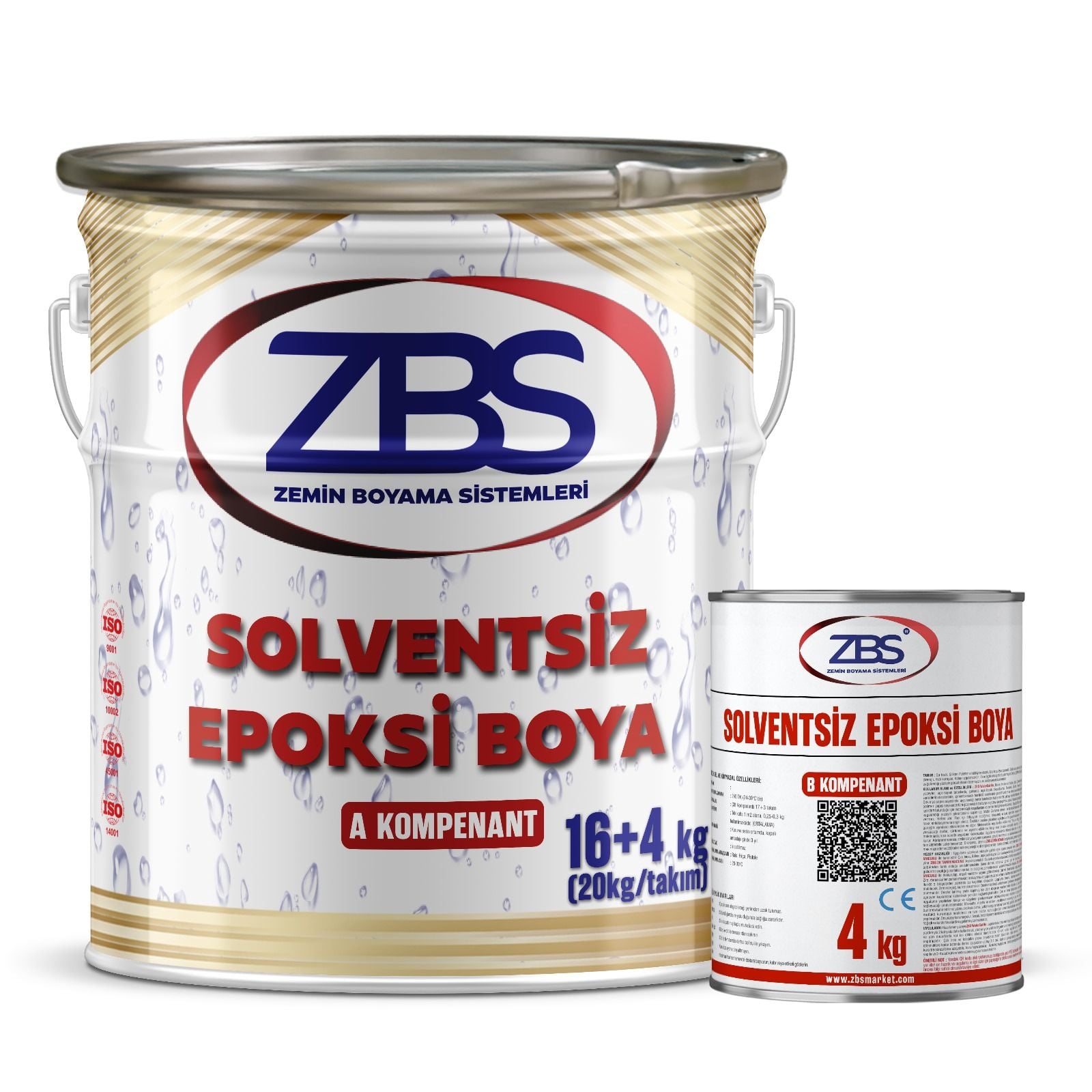 ZBS SOLVENTSİZ EPOKSİ SON KAT BOYA (16+4) 20kg/takım RAL 7001