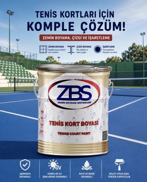 ZBS TENİS KORT BOYASI (Tenis kortları ve spor sahalarının zeminleri için)