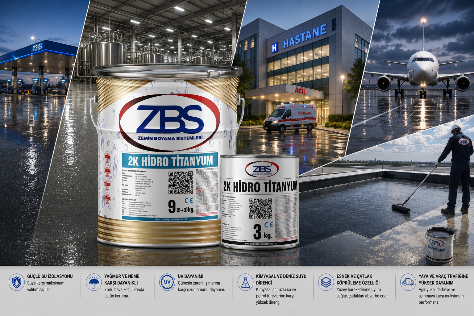 ZBS 2K HİDRO TİTANYUM (Ağır yük trafik, yoğun kimyasal ve yoğun UV dayanımı maksimize edilmiş, çok güçlü su izolasyonu