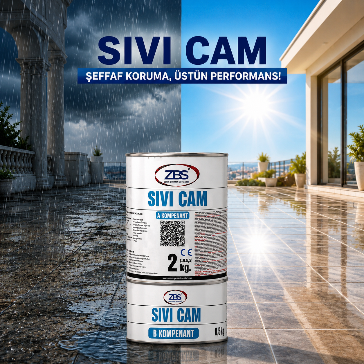 ZBS Sıvı Cam 2kg/tkm (Cam gibi saydam, taş gibi sağlam şeffaf su izolasyonu)