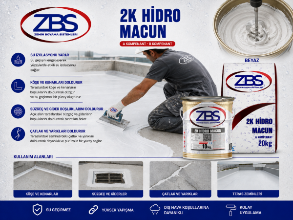 ZBS 2K Hidro Macun Su izolasyonu. Çok elastik. Maksimum UV dayanımı 30kg/tkm