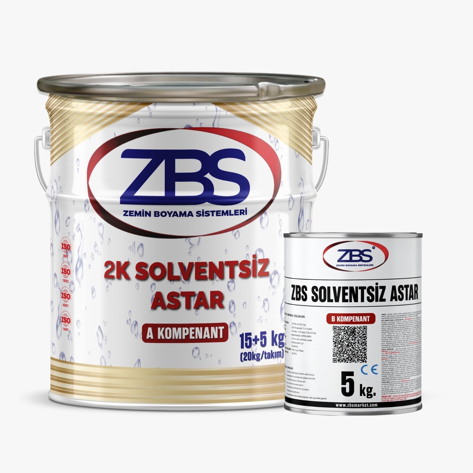 ZBS SOLVENTSİZ EPOKSİ ASTAR BOYA ŞEFFAF (15+5) 20KG/TKM.