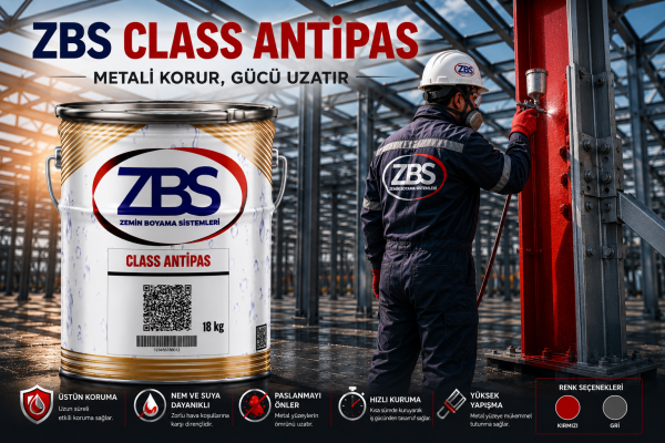 ZBS  ANTİPAS 18kg. (Hızlı kuruyan, Pas önleyici, Antikorozif metal astarı)