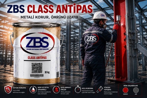 ZBS  ANTİPAS 18kg. (Hızlı kuruyan, Pas önleyici, Antikorozif metal astarı)
