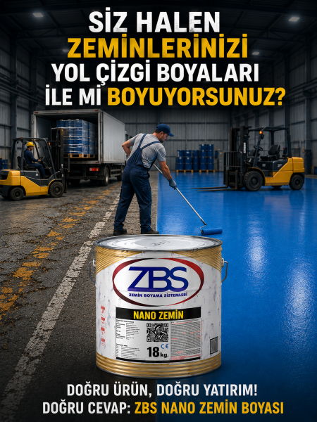 ZBS NANO ZEMİN  (NANO teknolojiyle üretilmiş, daha parlak, daha güçlü, Zemin Boyası) RAL 7012 - 5 Kg.