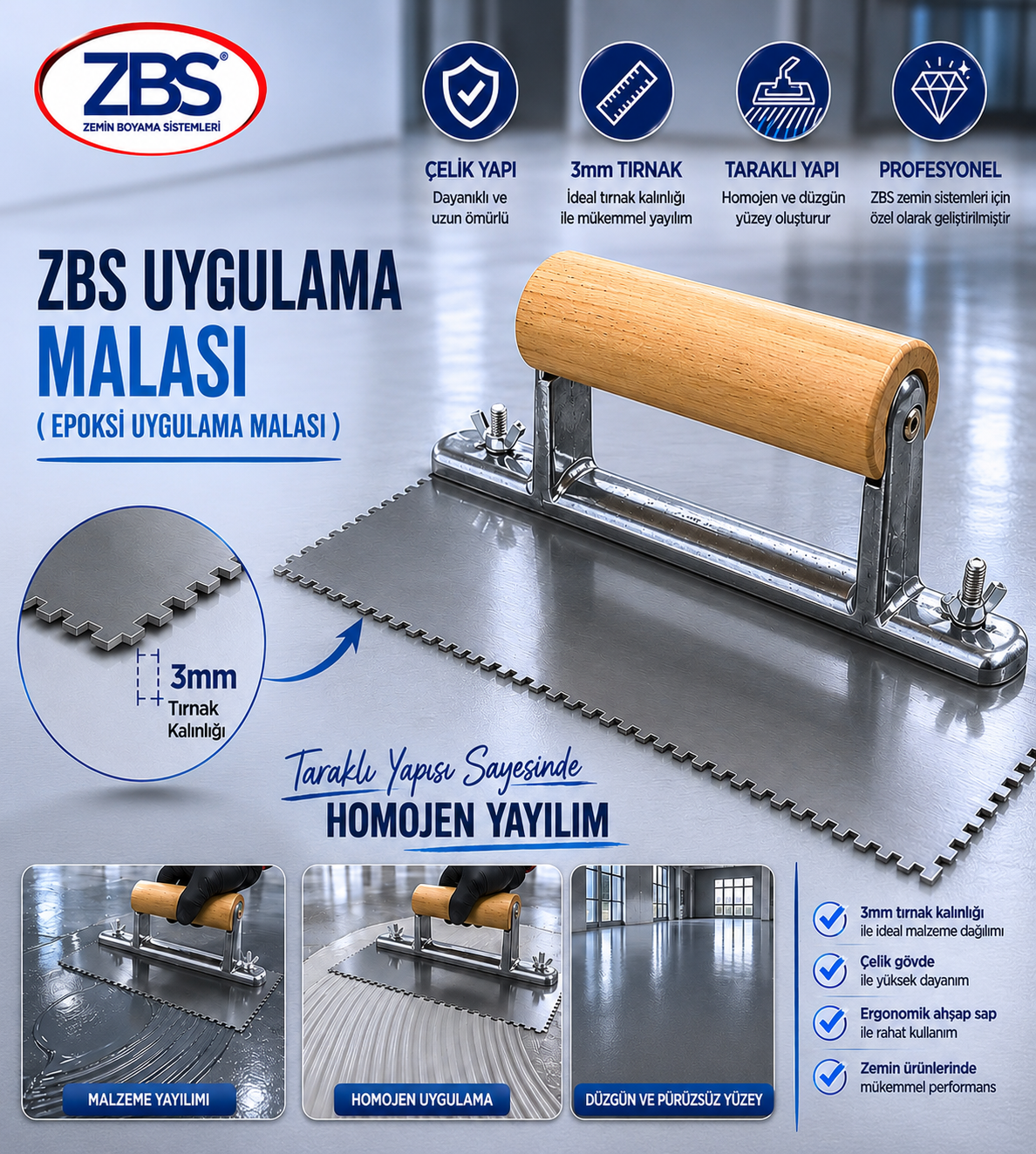ZBS Uygulama malası 3 mm (epoksi uygulama malası)