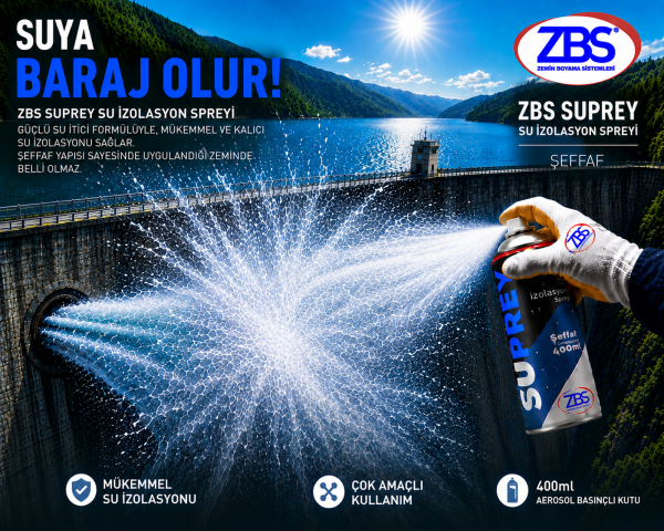ZBS SUPREY SU İZOLASYON SPREYİ 400ml (Sprey rahatlığında, şeffaf, su izolasyonu uygulaması)