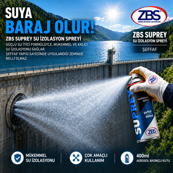 ZBS SUPREY SU İZOLASYON SPREYİ 400ml (Sprey rahatlığında, şeffaf, su izolasyonu uygulaması)