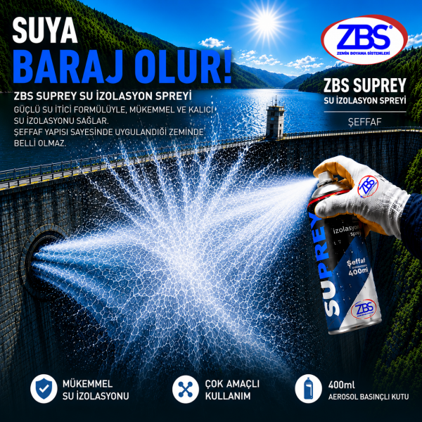 ZBS SUPREY SU İZOLASYON SPREYİ 400ml (Sprey rahatlığında, şeffaf, su izolasyonu uygulaması)
