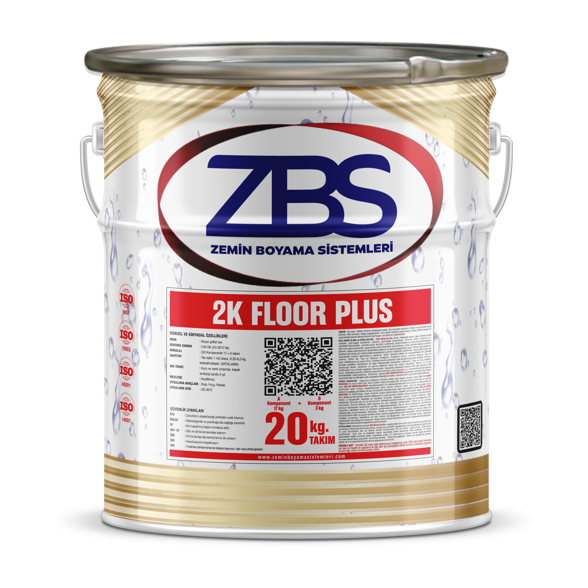 ZBS 2K FLOOR PLUS - Sıvı seramik (kapalı alan seramik üstü zemin boyası) RAL 7005 - 20 Kg.