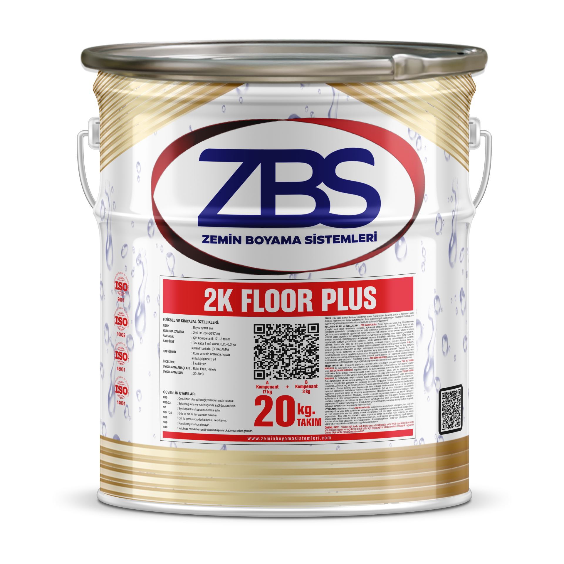 ZBS 2K FLOOR PLUS - Sıvı seramik (kapalı alan seramik üstü zemin boyası) RAL 7009 - 20 Kg.