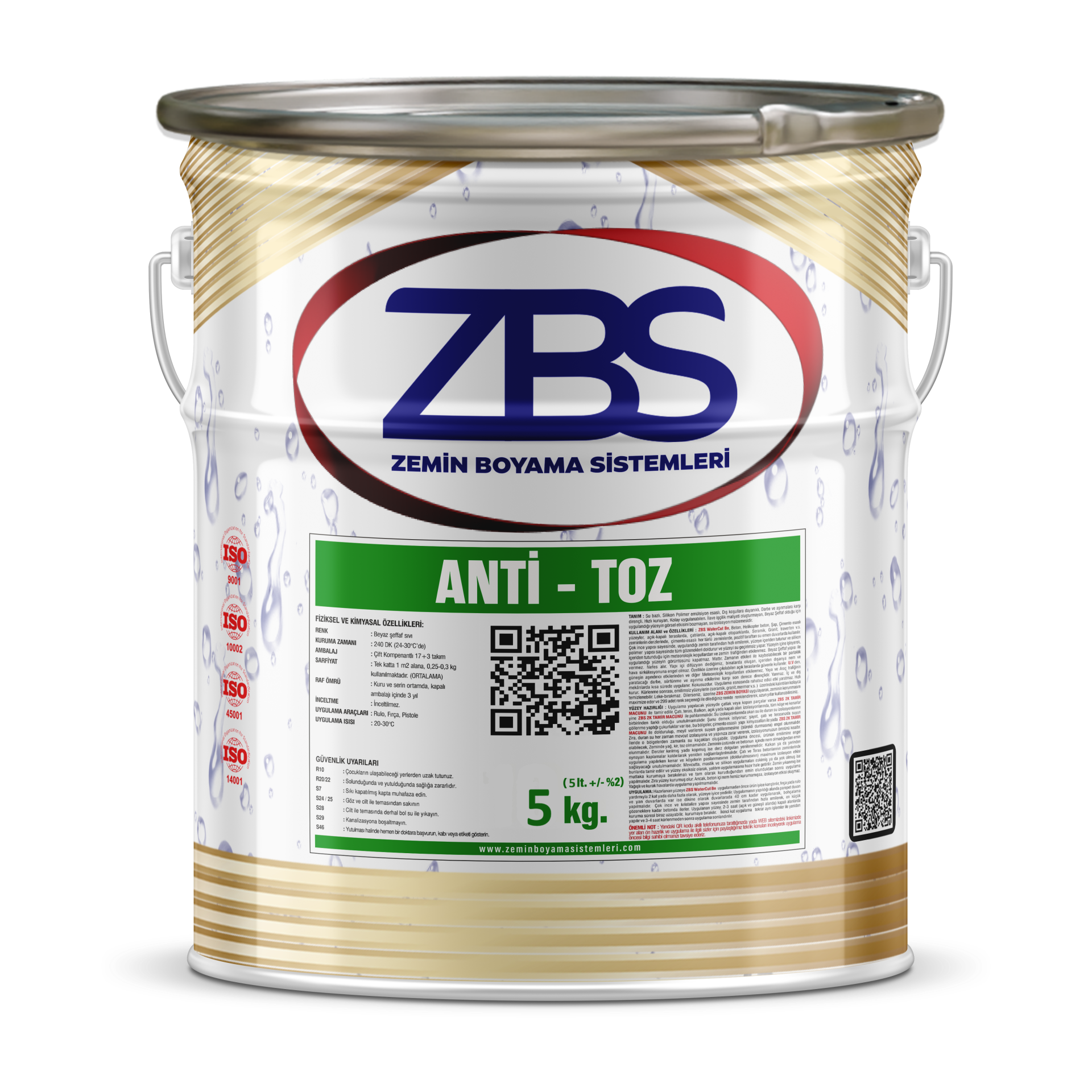 ZBS ANTİ-TOZ 1K (Tozumayı anında keser ve zemini doyurur.) 5 Kg.
